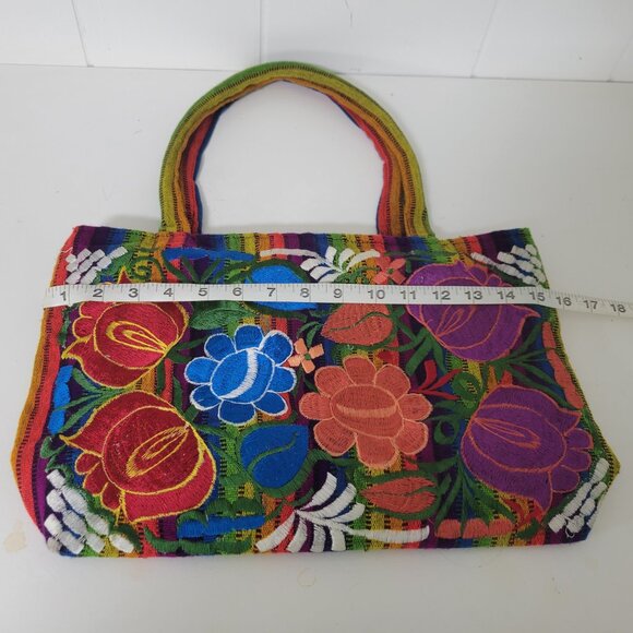 Handmade Floral Embroidered Mexican Shoulder Bag - Picture 7 of 12